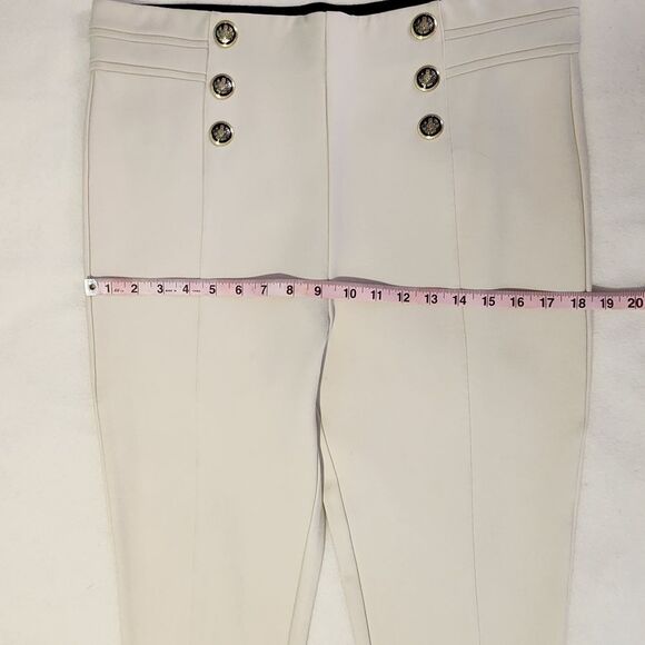 ZARA Cream High Waisted Sailor Pants with Gold Buttons Nautical Style XXL - Picture 5 of 6